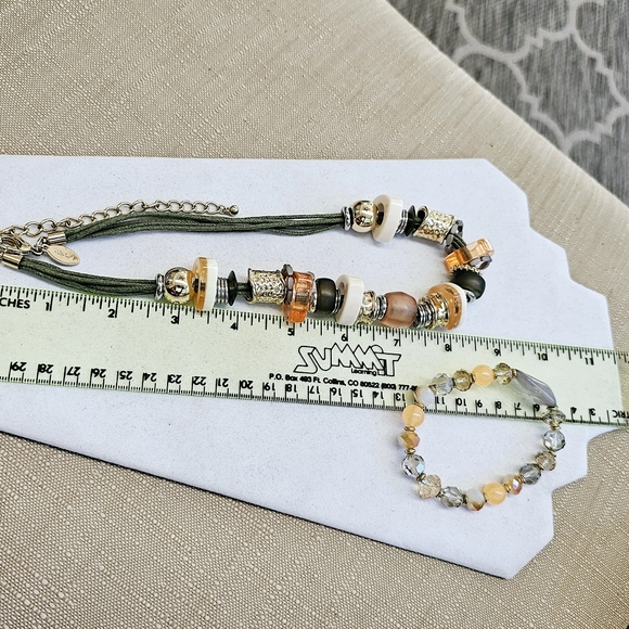 SET! Chico's Chunky Mixed Bead Necklace with Gemstone Stretchy Bracelet SET! - Picture 11 of 16